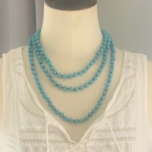 60” turquoise beaded necklace